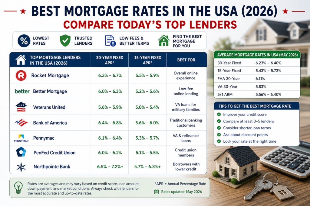 Best Mortgage Rates in the USA (2026): Compare Today’s Top Lenders